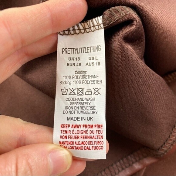 PrettyLittleThing Chocolate Brown High Shine Faux PU Leather Bandeau Size L NWT - Picture 11 of 11